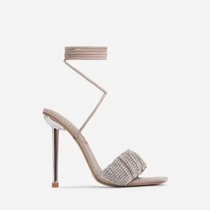 Angel Ruched Diamante Detail Lace Up